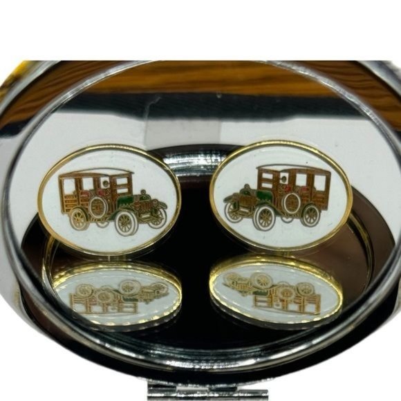 Avon Antique Woody Wagon Cuff Links - Signed Cuff Links - Vintage 1960 - 70s - Picture 3 of 10
